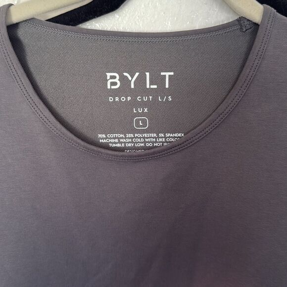 BYLT 2023 Lux Drop Cut Long Sleeve Tshirt in L Premium Basics Gray green - Picture 3 of 5